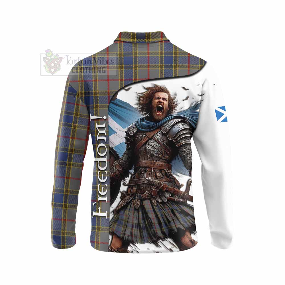 Tartan Vibes Clothing Balfour Crest Tartan Long Sleeve Polo Shirt Inspired by the Freedom of Scottish Warrior