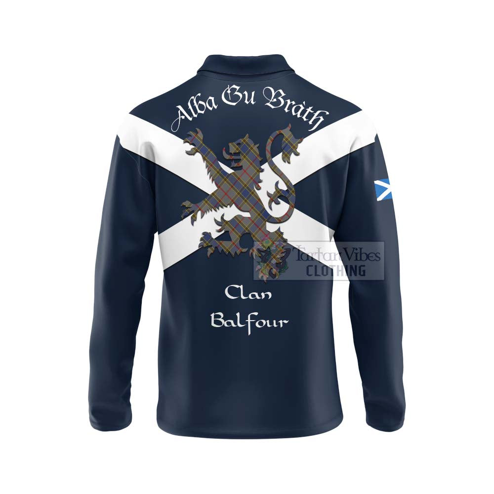 Tartan Vibes Clothing Balfour Tartan Lion Rampant Long Sleeve Polo Shirt – Proudly Display Your Heritage with Alba Gu Brath and Clan Name