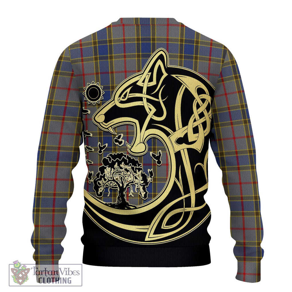 Balfour Tartan Knitted Sweater with Family Crest Celtic Wolf Style - Tartan Vibes Clothing