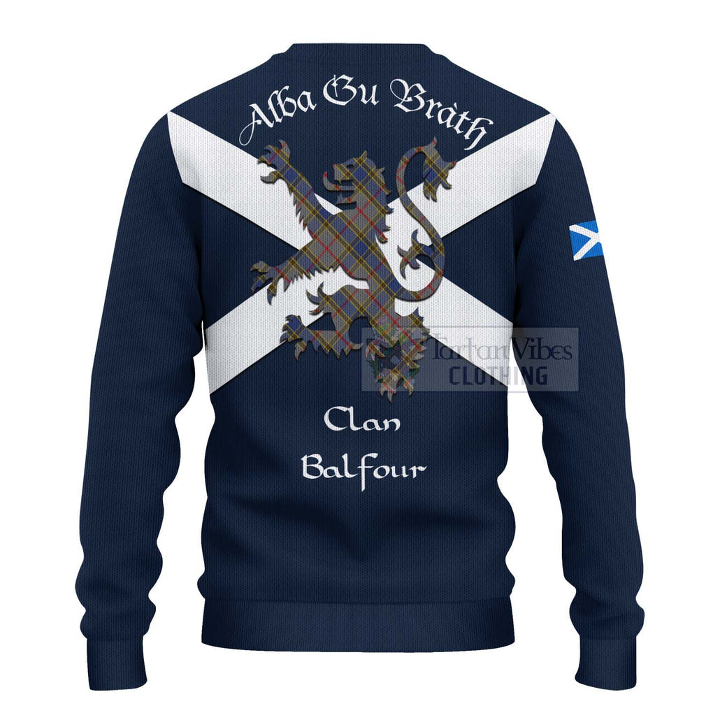 Tartan Vibes Clothing Balfour Tartan Lion Rampant Knitted Sweater – Proudly Display Your Heritage with Alba Gu Brath and Clan Name