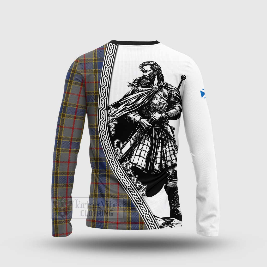 Tartan Vibes Clothing Balfour Tartan Clan Crest Long Sleeve T-Shirt with Highlander Warrior Celtic Style