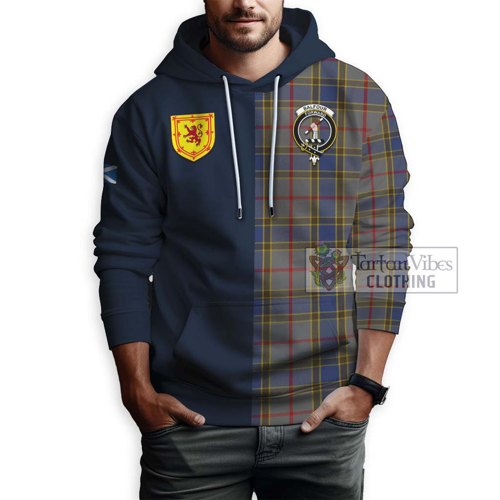 Tartan Vibes Clothing Balfour Tartan Hoodie with Scottish Lion Royal Arm Half Style