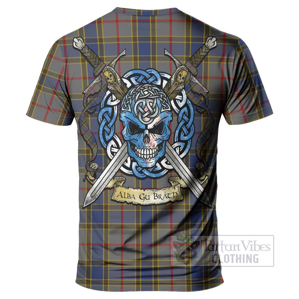 Tartan Vibes Clothing Balfour Tartan T-Shirt with Family Crest Celtic Skull Style