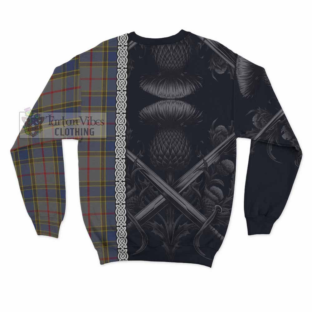 Tartan Vibes Clothing Balfour Tartan Sweatshirt with Family Crest Cross Sword Thistle Celtic Vibes