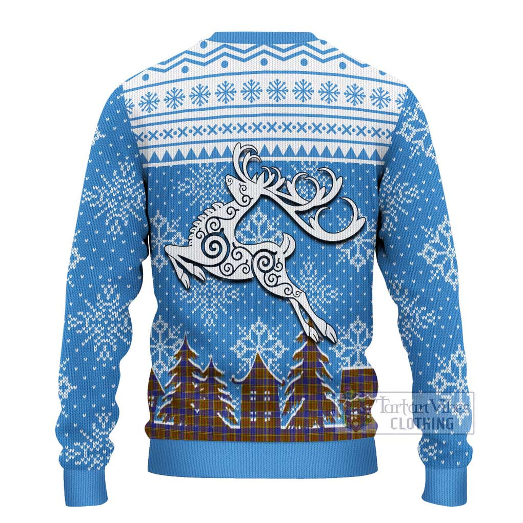 Tartan Vibes Clothing Balfour Clan Christmas Ugly Sweater with Tartan and Celtic Raindeer Style