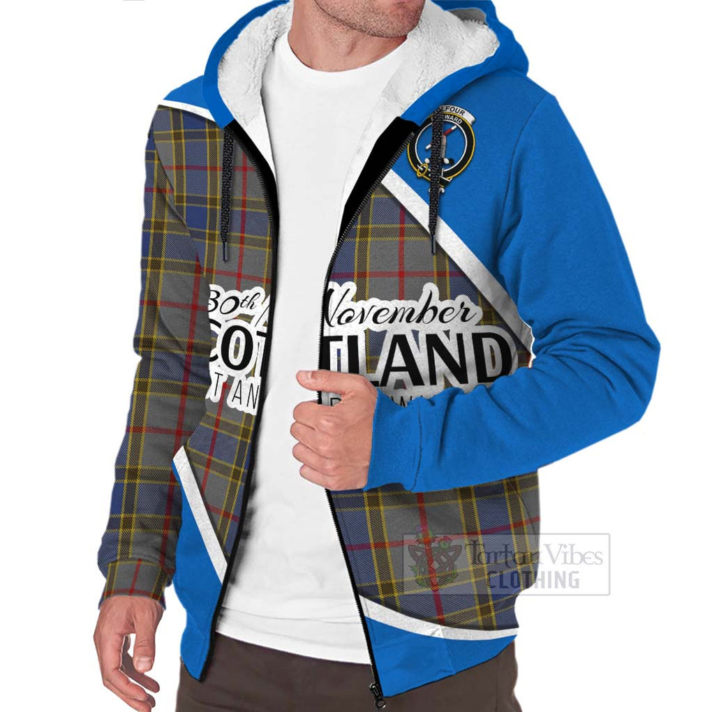 Tartan Vibes Clothing Balfour Family Crest Tartan Sherpa Hoodie Celebrate Saint Andrew's Day in Style