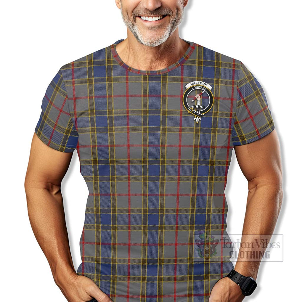 Tartan Vibes Clothing Balfour Tartan T-Shirt with Family Crest Celtic Skull Style