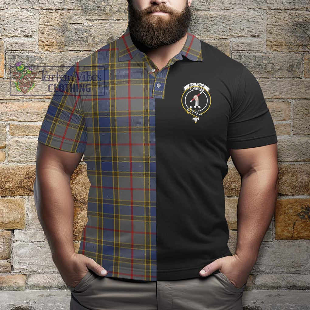 Balfour Tartan Polo Shirt with Family Crest and Half Of Me Style - Tartanvibesclothing Shop