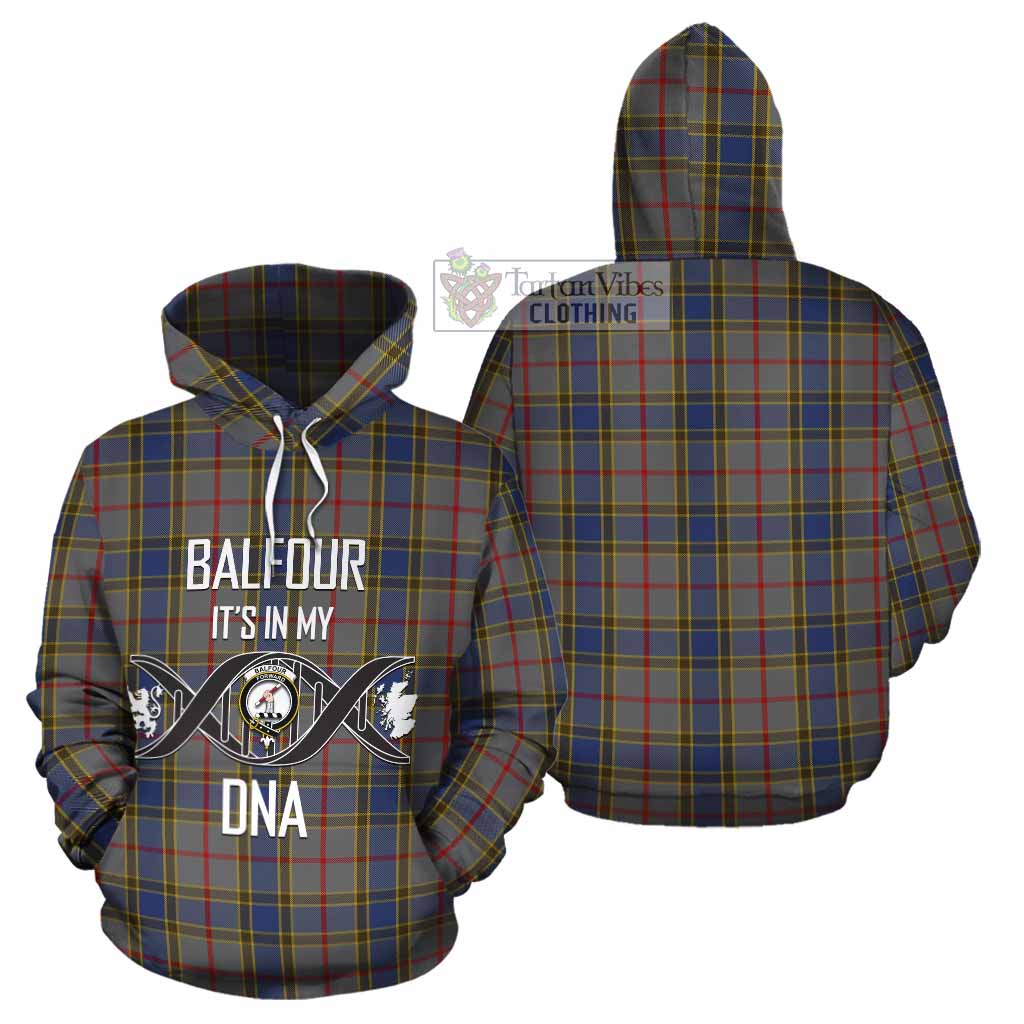 Tartan Vibes Clothing Balfour Tartan Cotton Hoodie with Family Crest DNA In Me Style