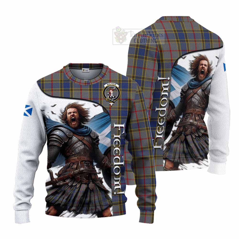 Tartan Vibes Clothing Balfour Crest Tartan Knitted Sweater Inspired by the Freedom of Scottish Warrior