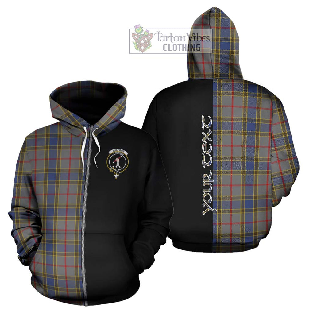 Balfour Tartan Hoodie with Family Crest and Half Of Me Style - Tartanvibesclothing Shop