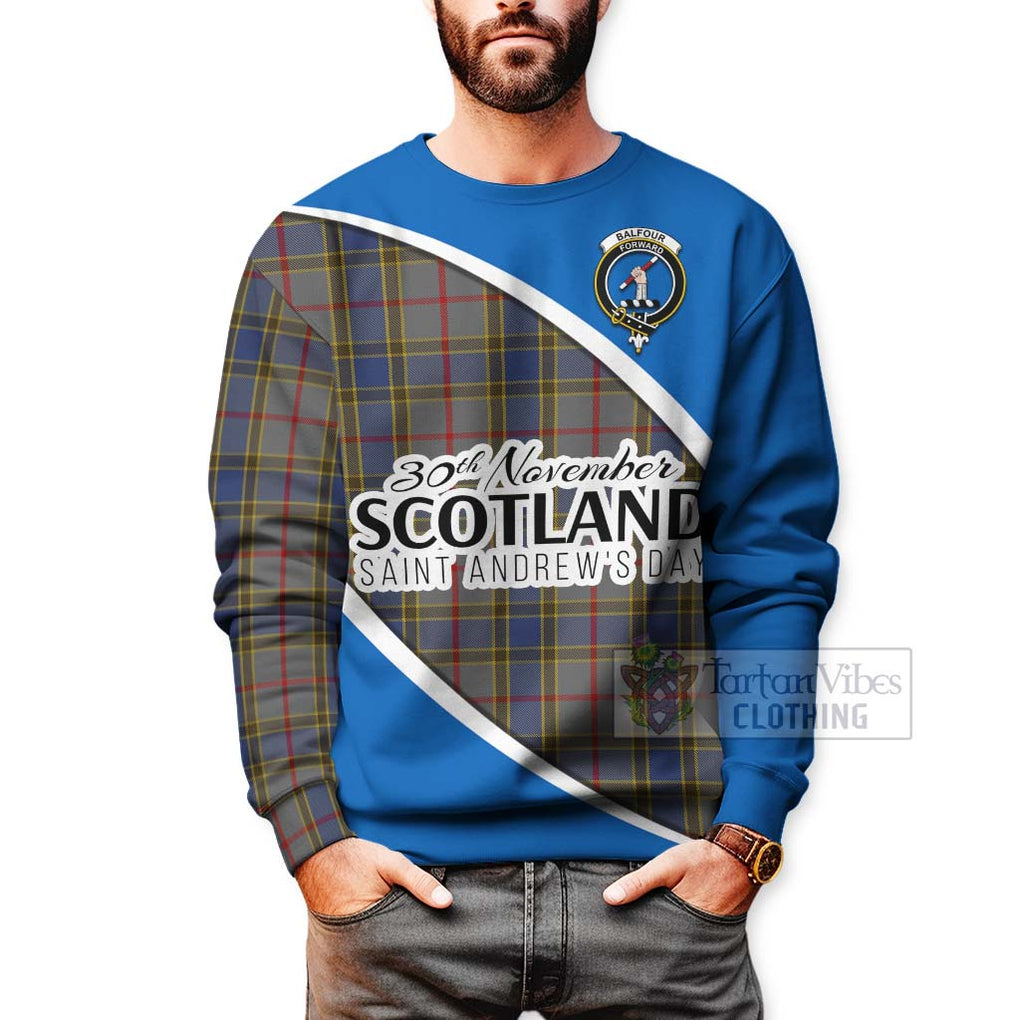 Tartan Vibes Clothing Balfour Family Crest Tartan Sweatshirt Celebrate Saint Andrew's Day in Style