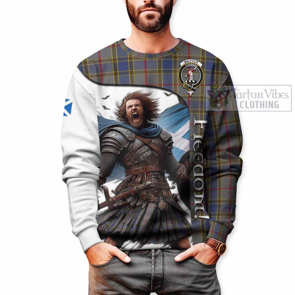 Tartan Vibes Clothing Balfour Crest Tartan Sweatshirt Inspired by the Freedom of Scottish Warrior