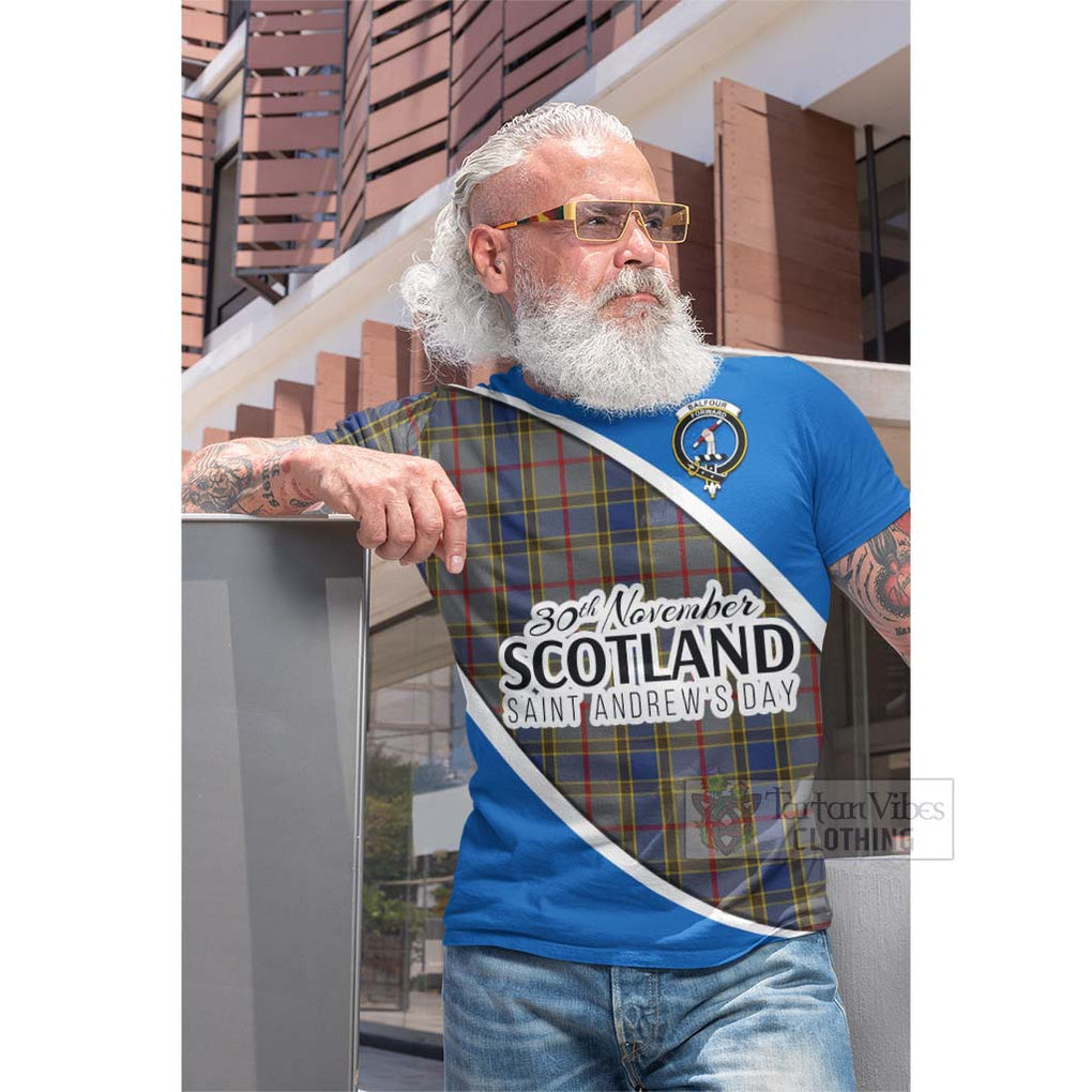 Tartan Vibes Clothing Balfour Family Crest Tartan Cotton T-shirt Celebrate Saint Andrew's Day in Style