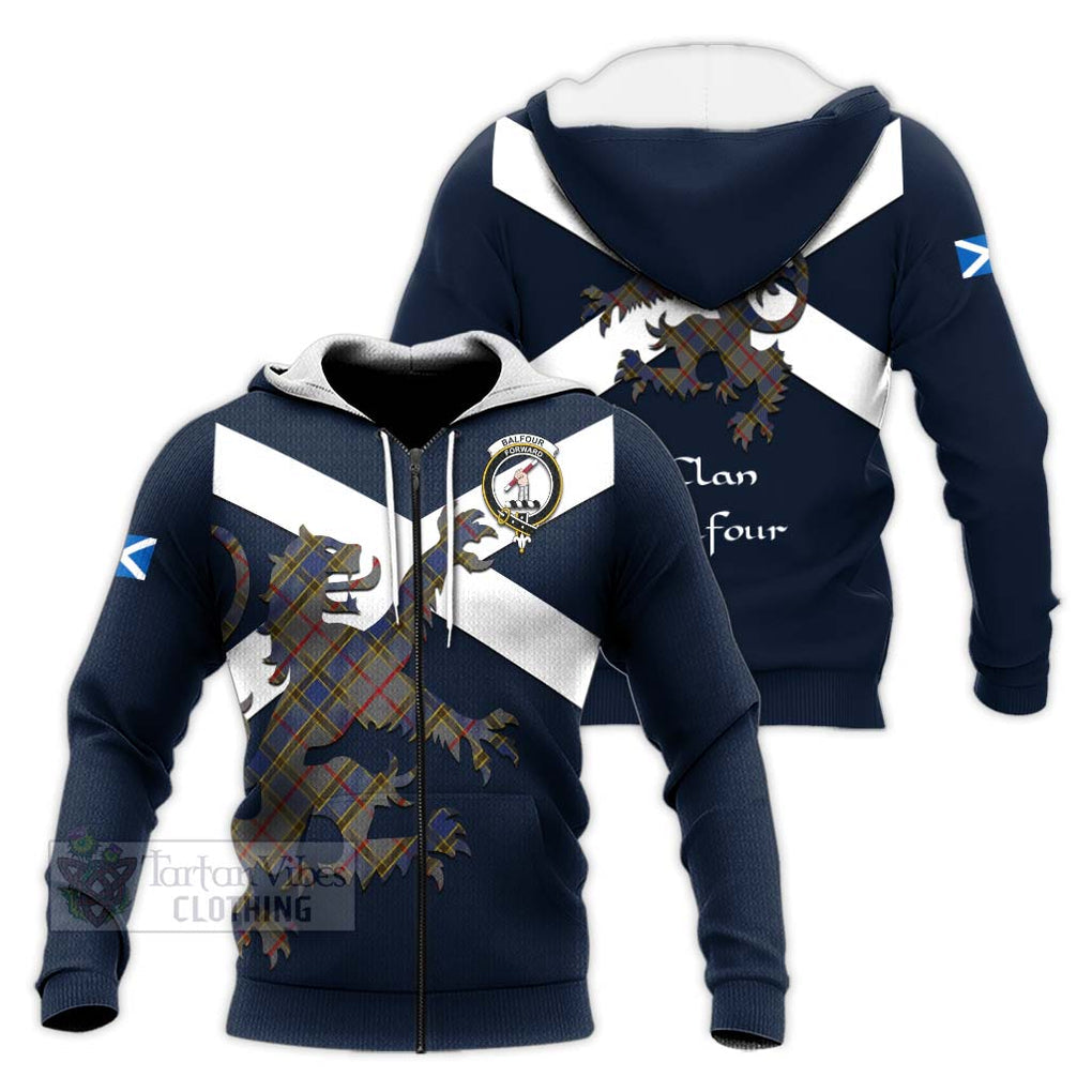 Tartan Vibes Clothing Balfour Tartan Lion Rampant Knitted Hoodie – Proudly Display Your Heritage with Alba Gu Brath and Clan Name