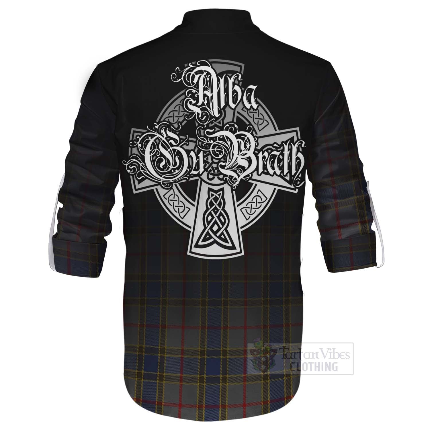 Tartan Vibes Clothing Balfour Tartan Ghillie Kilt Shirt Featuring Alba Gu Brath Family Crest Celtic Inspired