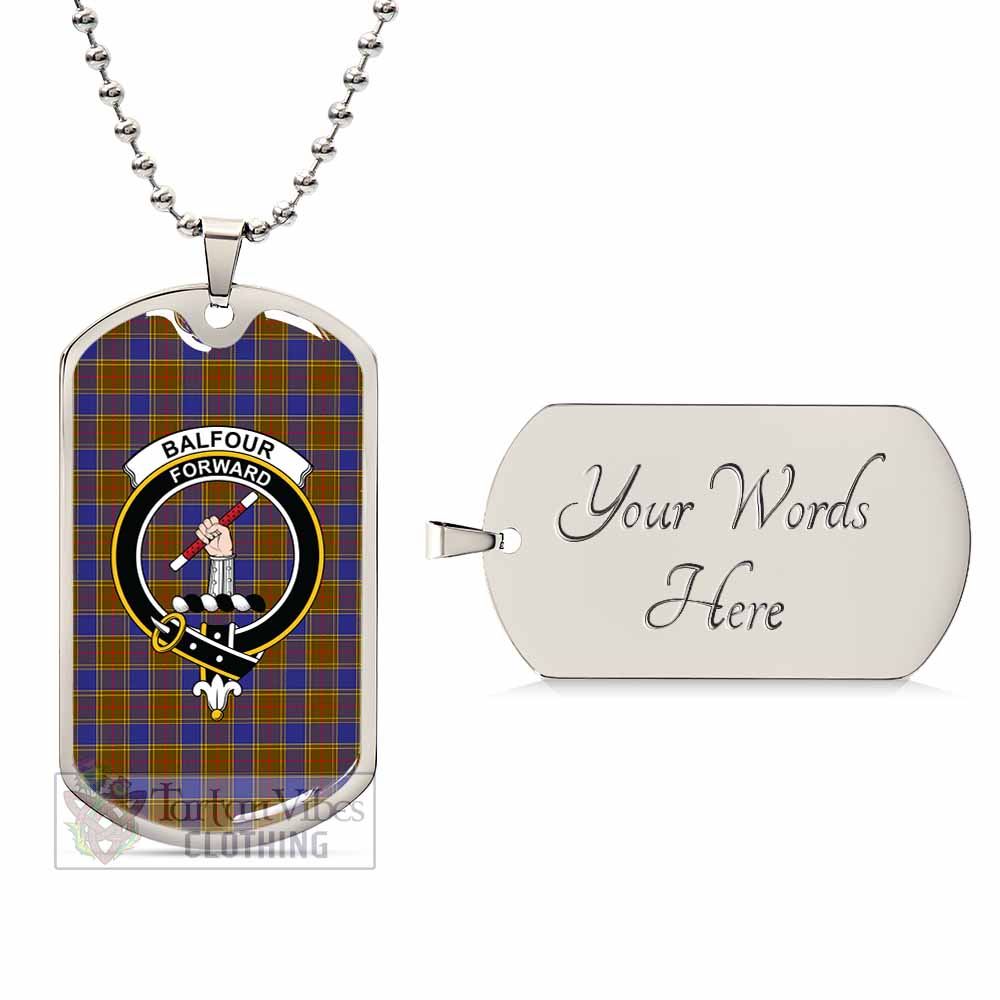 Tartan Vibes Clothing Balfour Tartan Dog Tag Necklace with Family Crest