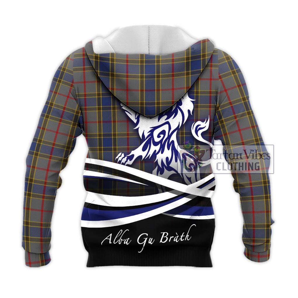 Balfour Tartan Knitted Hoodie with Alba Gu Brath Regal Lion Emblem - Tartanvibesclothing Shop