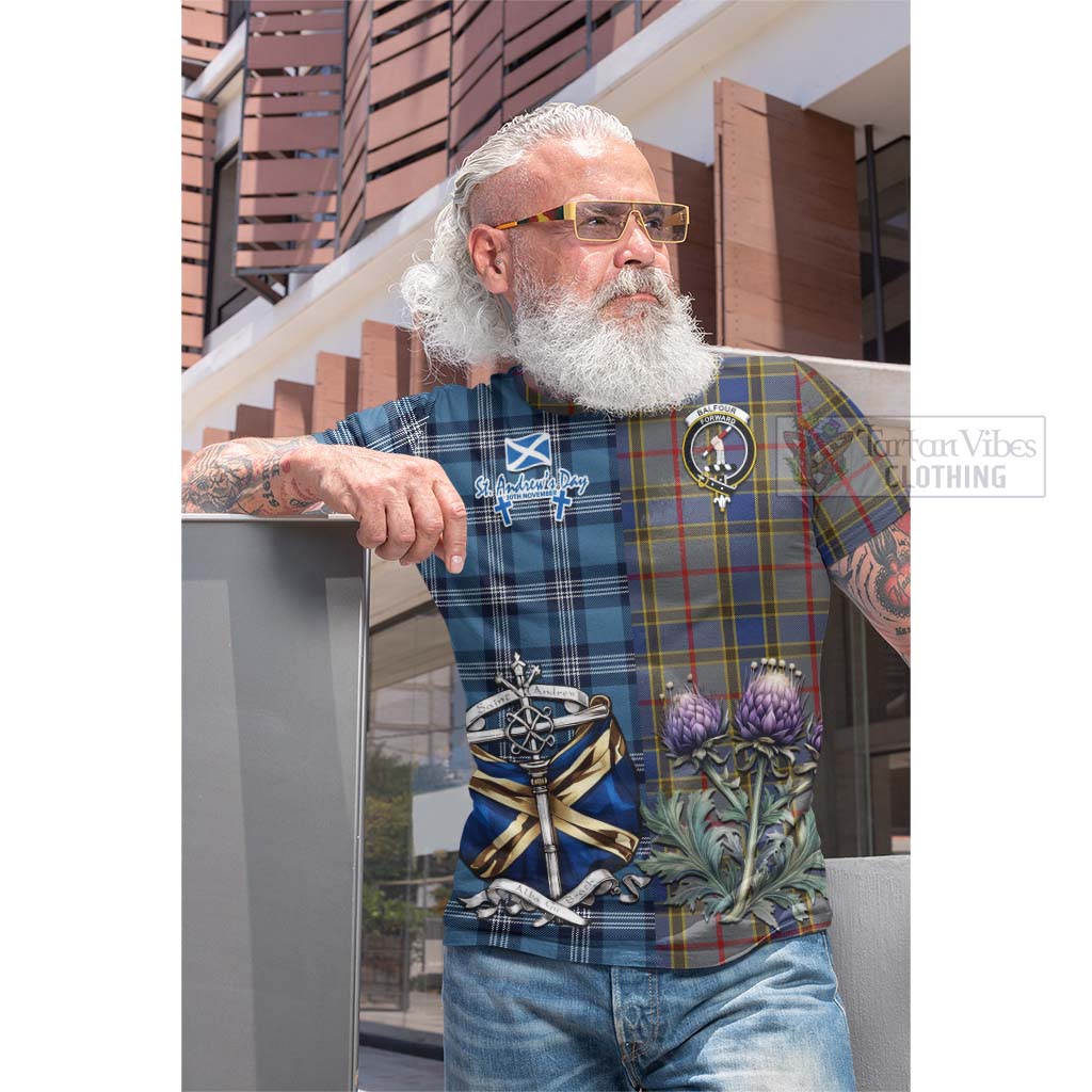 Tartan Vibes Clothing Balfour Tartan Cotton T-shirt Happy St. Andrew's Day Half Tartan Style