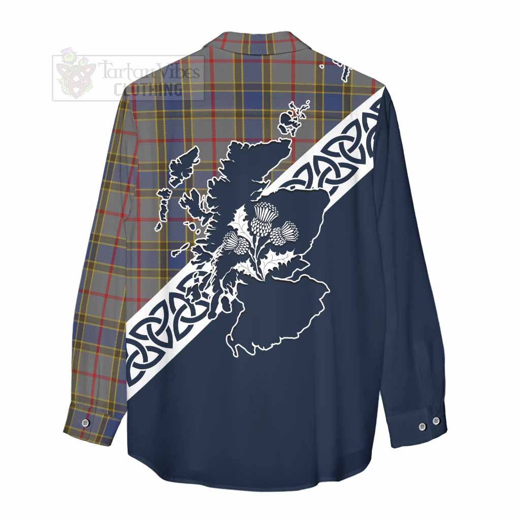 Tartan Vibes Clothing Balfour Tartan Women's Casual Shirt Featuring Thistle and Scotland Map