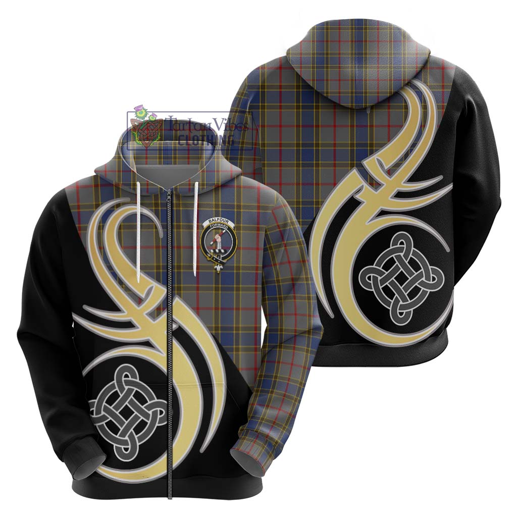 Balfour Tartan Hoodie with Family Crest and Celtic Symbol Style - Tartan Vibes Clothing