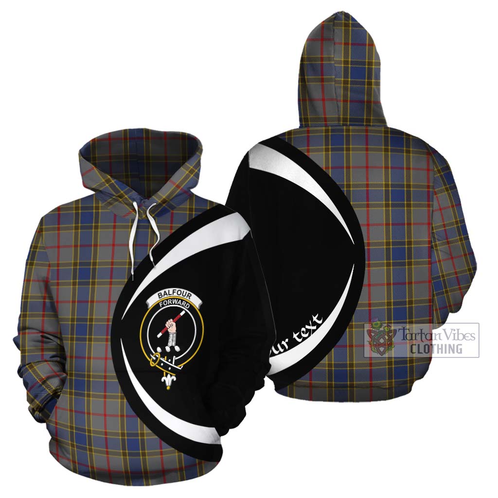 Tartan Vibes Clothing Balfour Tartan Cotton Hoodie with Family Crest Circle Style