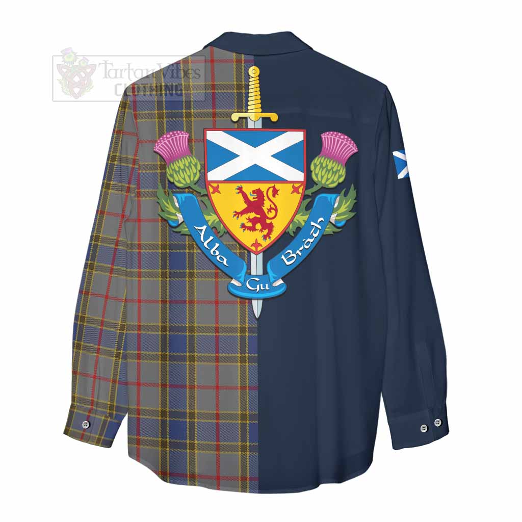 Tartan Vibes Clothing Balfour Tartan Women's Casual Shirt Alba with Scottish Lion Royal Arm Half Style