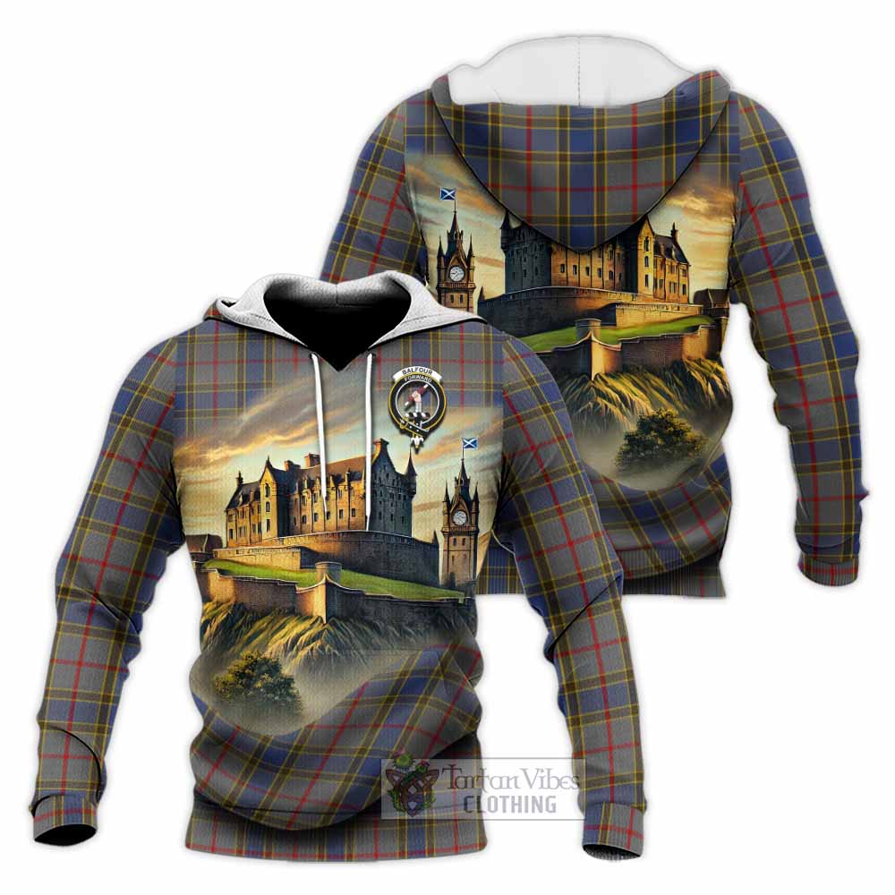 Balfour Tartan Family Crest Knitted Hoodie with Scottish Ancient Castle Style - Tartan Vibes Clothing
