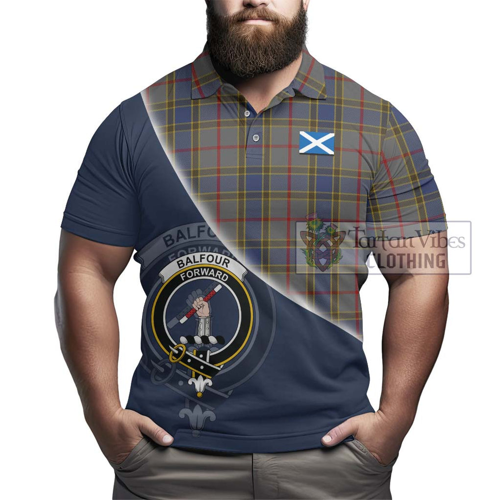 Balfour Tartan Polo Shirt with Personalised National Flag and Family Crest Half Style - Tartanvibesclothing Shop