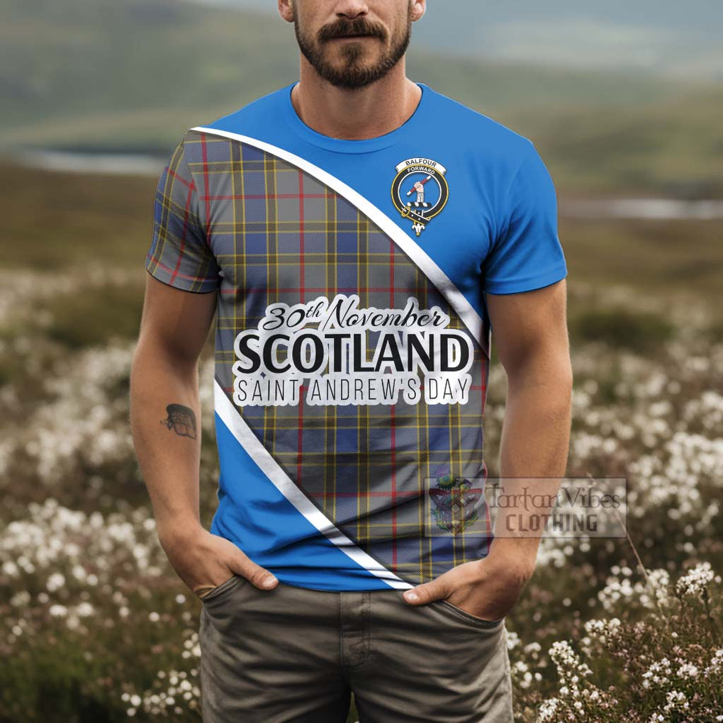 Tartan Vibes Clothing Balfour Family Crest Tartan T-Shirt Celebrate Saint Andrew's Day in Style