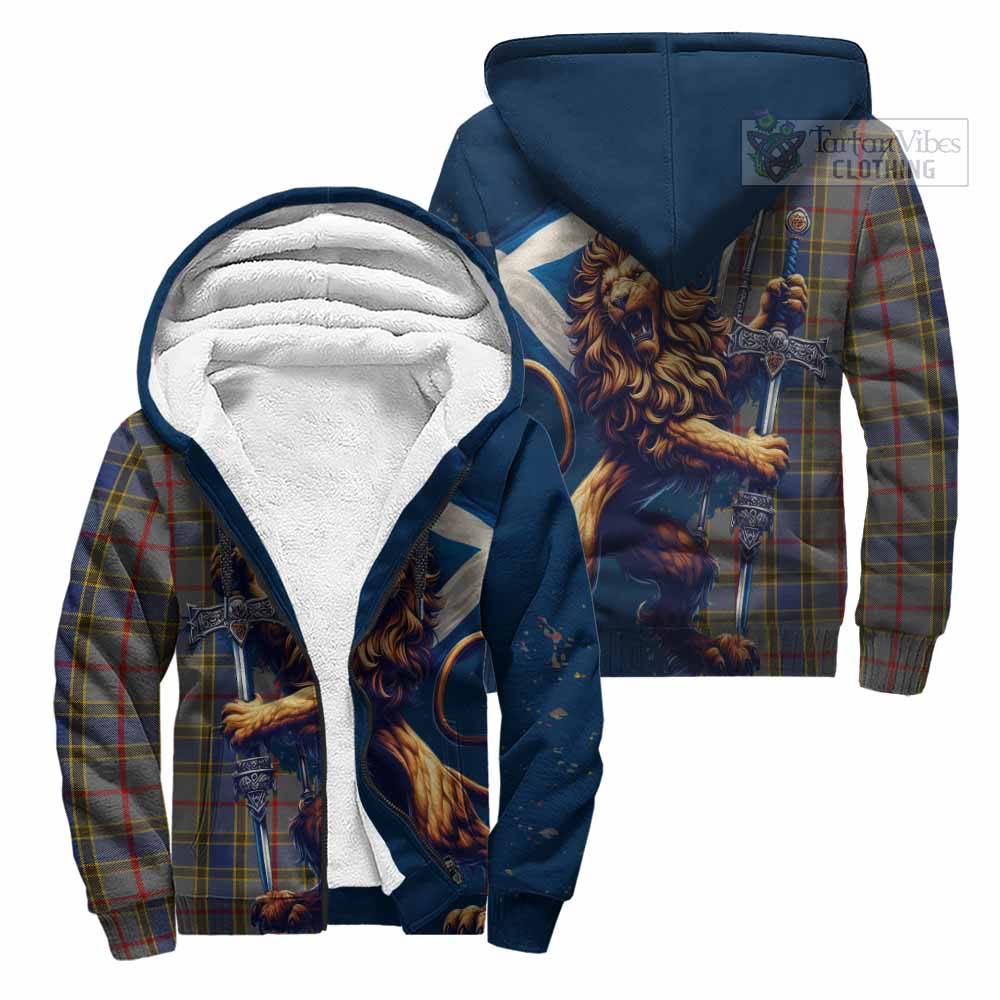 Tartan Vibes Clothing Balfour Tartan Family Crest Sherpa Hoodie with Scottish Majestic Lion