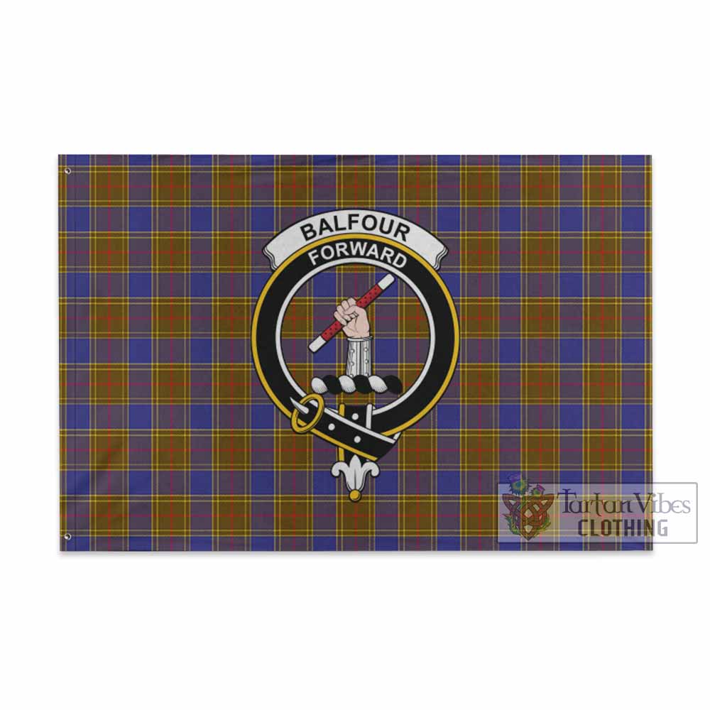 Tartan Vibes Clothing Balfour Tartan House Flag with Family Crest