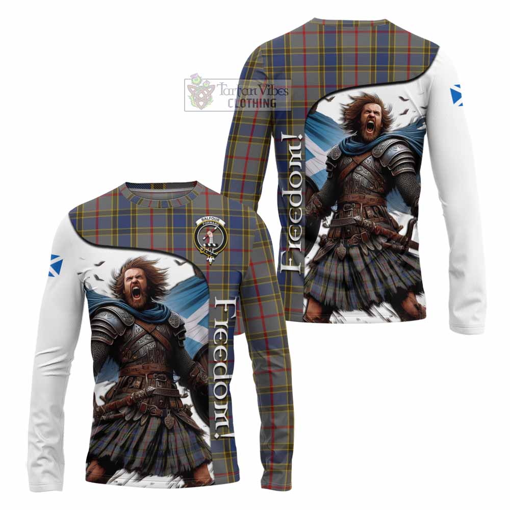 Tartan Vibes Clothing Balfour Crest Tartan Long Sleeve T-Shirt Inspired by the Freedom of Scottish Warrior