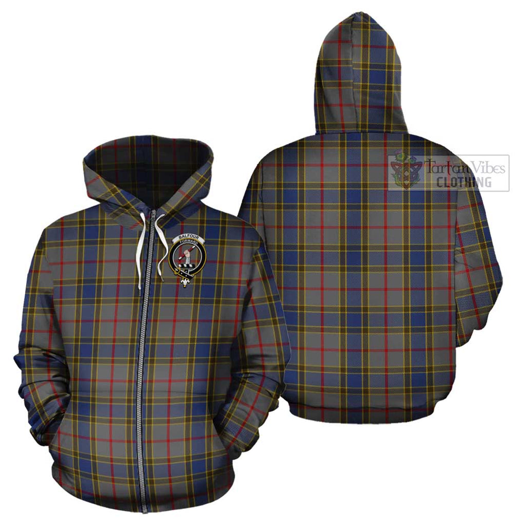 Balfour Tartan Cotton Hoodie with Family Crest Zip Hoodie - Tartan Vibes Clothing