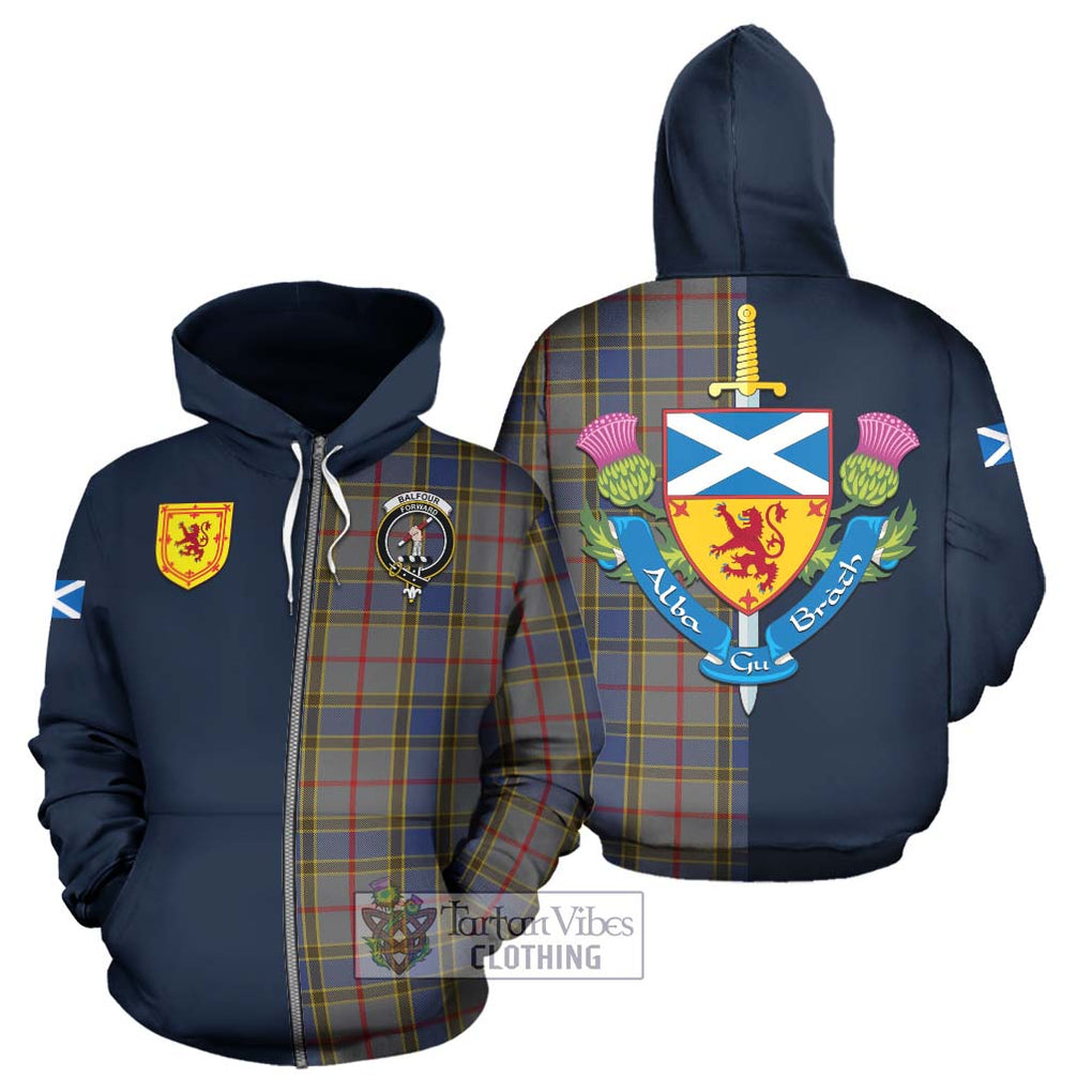 Tartan Vibes Clothing Balfour Tartan Hoodie with Scottish Lion Royal Arm Half Style