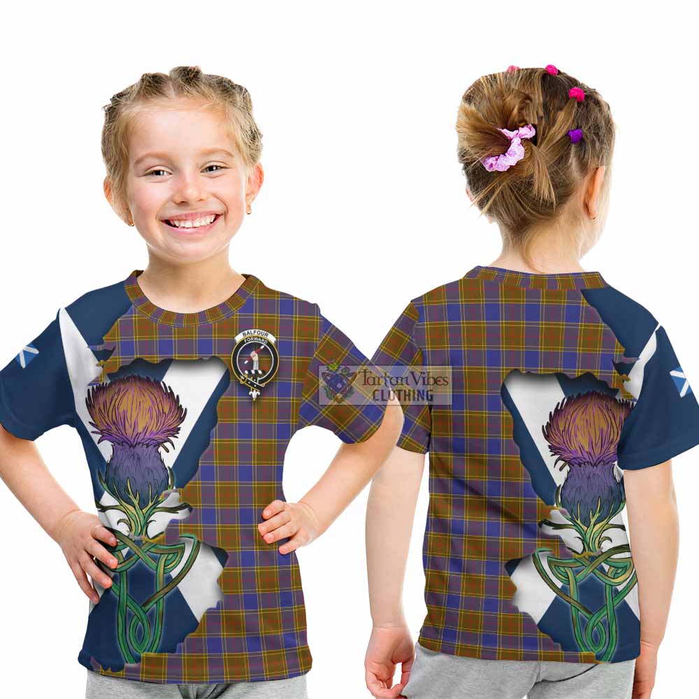 Balfour Tartan Family Crest Kid T-Shirt Scottish Thistle Celtic Inspired - Tartan Vibes Clothing