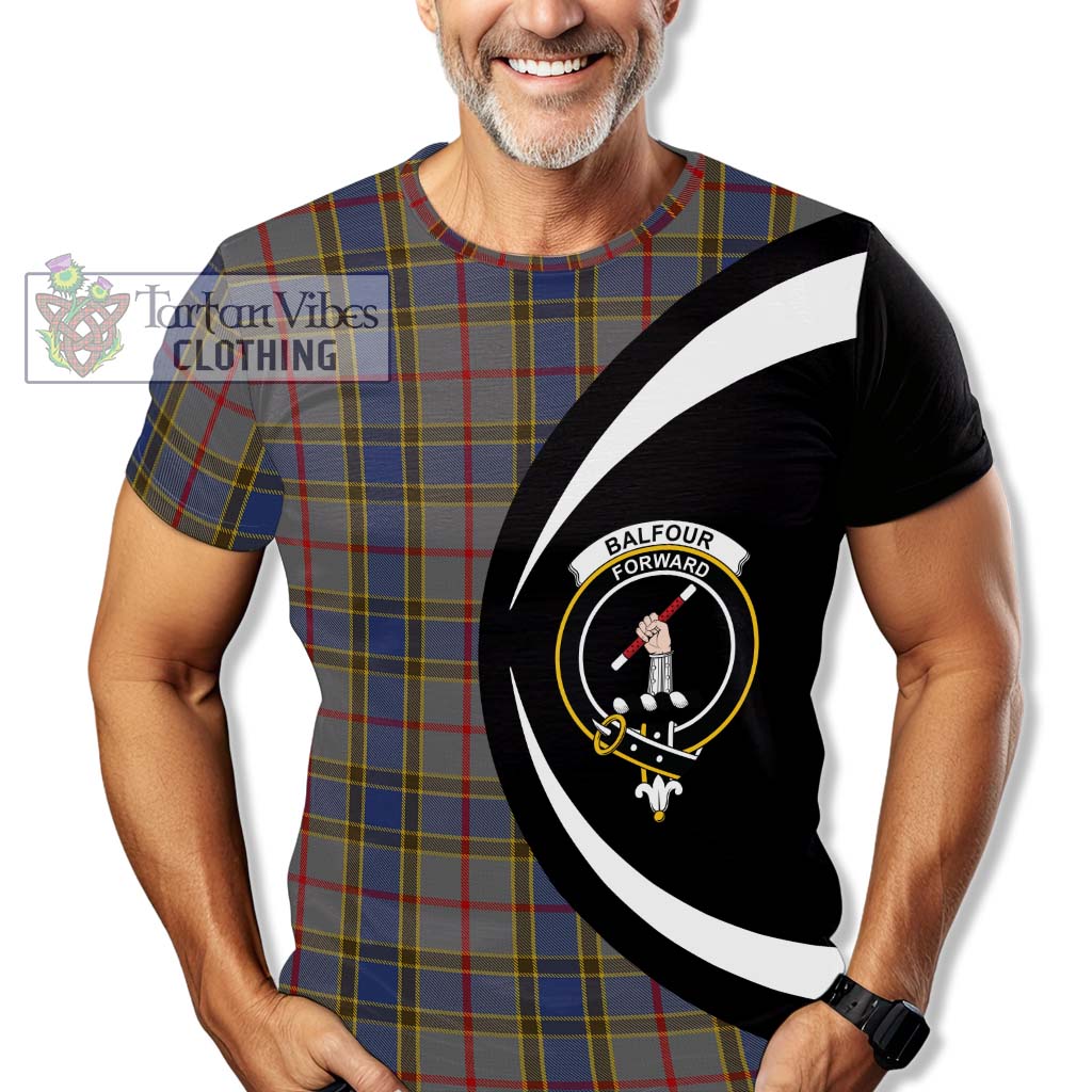 Tartan Vibes Clothing Balfour Tartan T-Shirt with Family Crest Circle Style