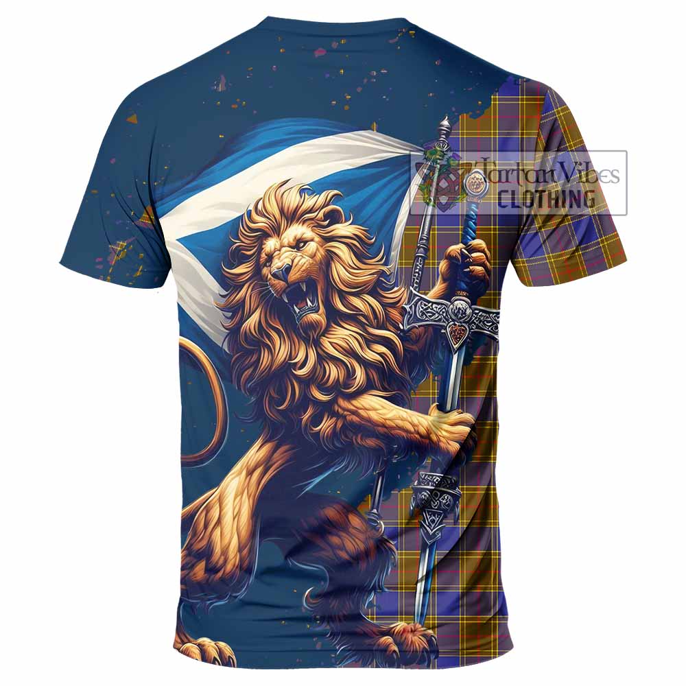 Tartan Vibes Clothing Balfour Tartan Family Crest T-Shirt with Scottish Majestic Lion