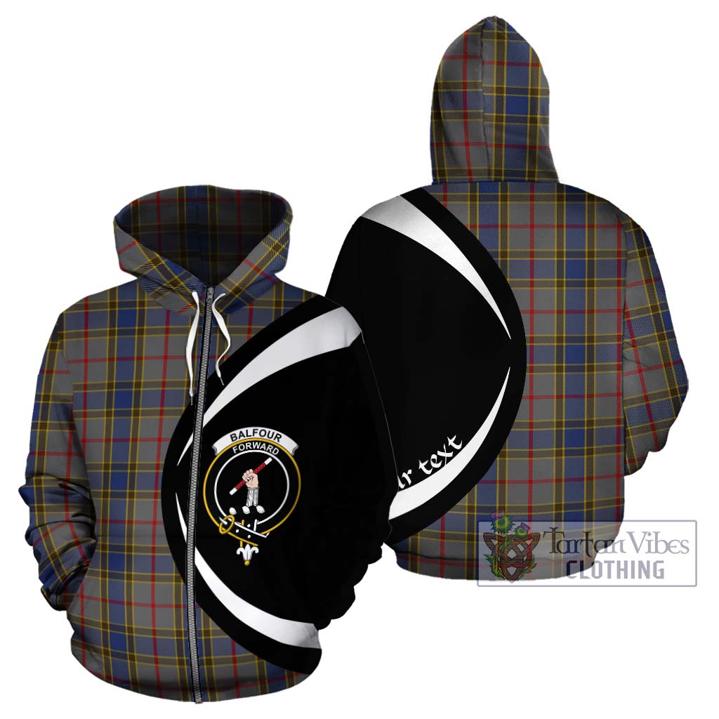 Tartan Vibes Clothing Balfour Tartan Hoodie with Family Crest Circle Style