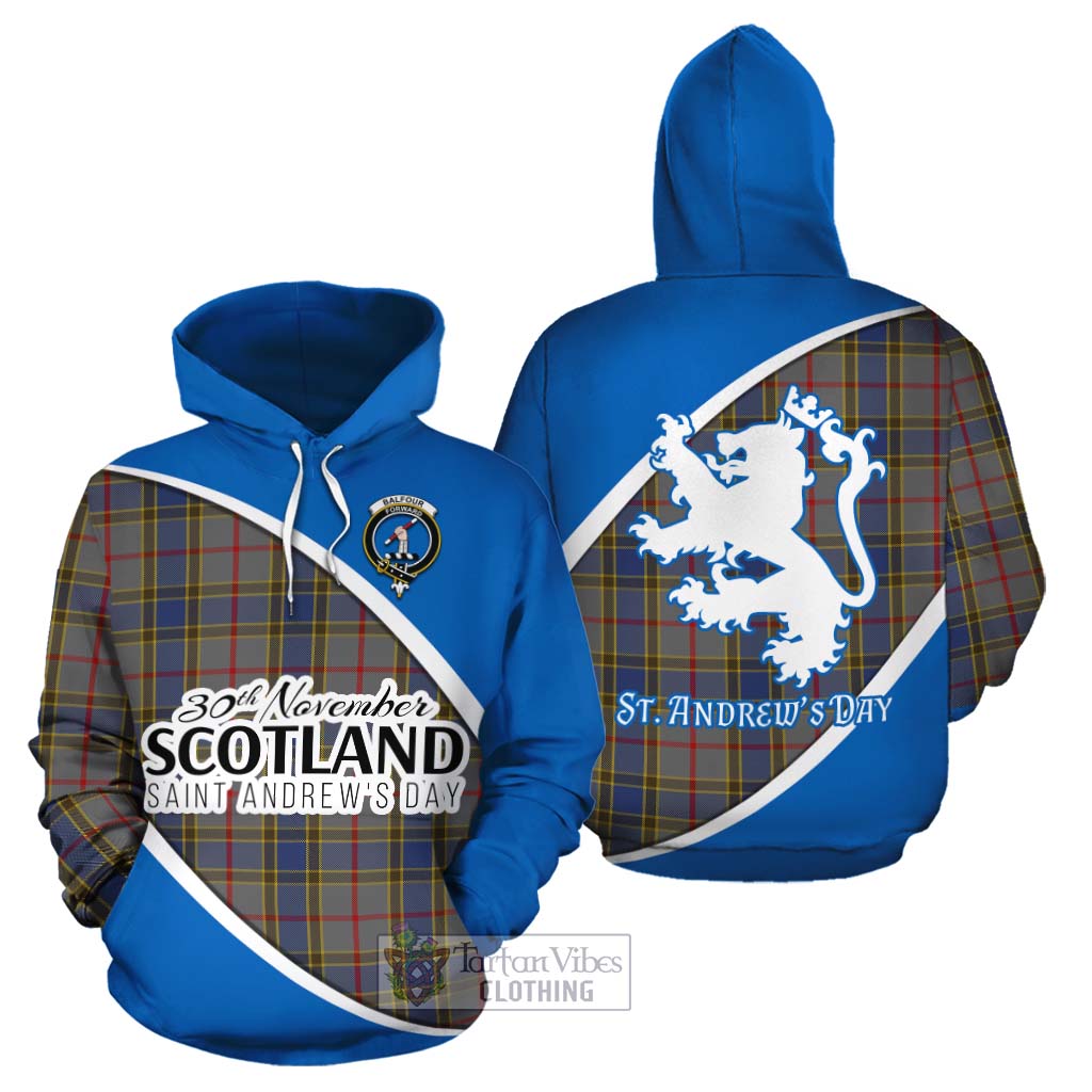 Tartan Vibes Clothing Balfour Family Crest Tartan Cotton Hoodie Celebrate Saint Andrew's Day in Style