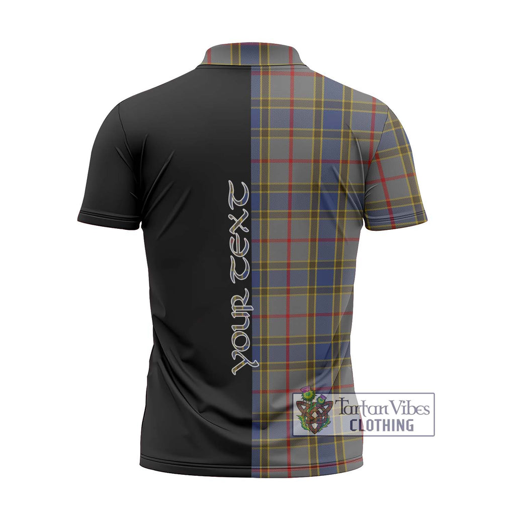 Balfour Tartan Zipper Polo Shirt with Family Crest and Half Of Me Style - Tartanvibesclothing Shop