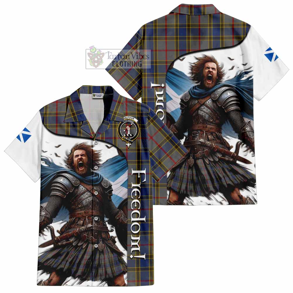 Tartan Vibes Clothing Balfour Crest Tartan Short Sleeve Button Shirt Inspired by the Freedom of Scottish Warrior