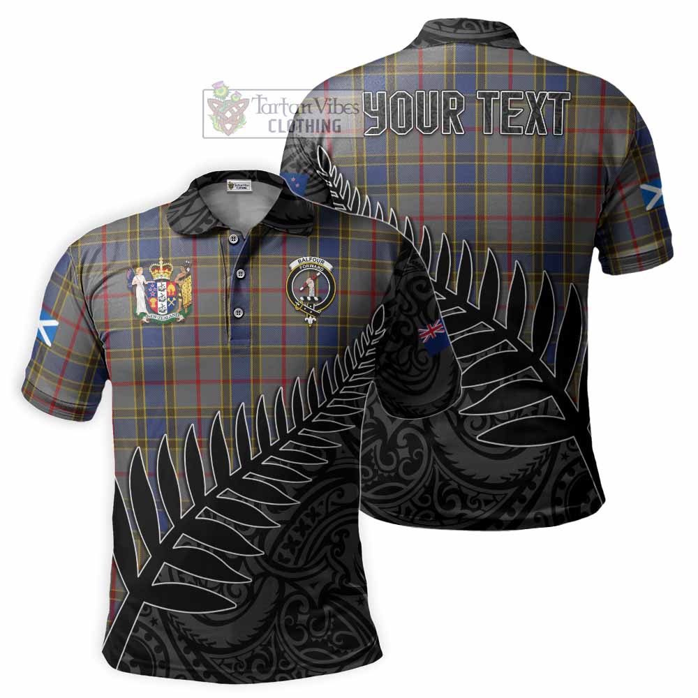 Balfour Crest Tartan Polo Shirt with New Zealand Silver Fern Half Style