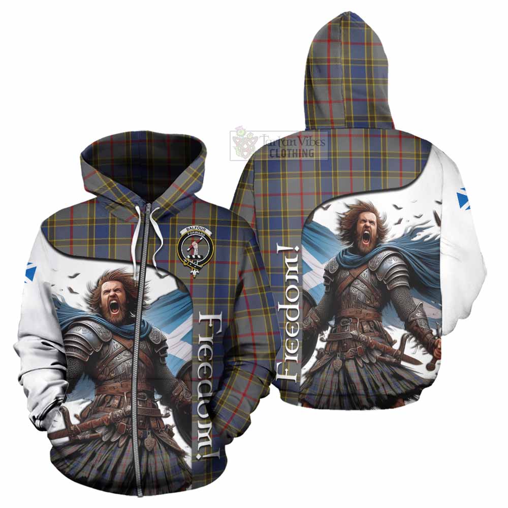 Tartan Vibes Clothing Balfour Crest Tartan Hoodie Inspired by the Freedom of Scottish Warrior