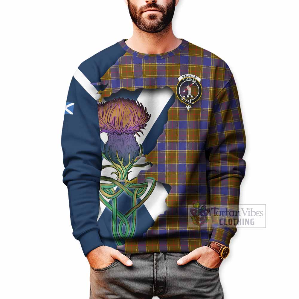 Balfour Tartan Family Crest Sweatshirt Scottish Thistle Celtic Inspired - Tartan Vibes Clothing