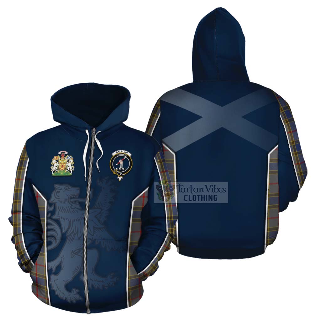 Tartan Vibes Clothing Balfour Tartan Cotton Hoodie with Family Crest and Lion Rampant Vibes Sport Style