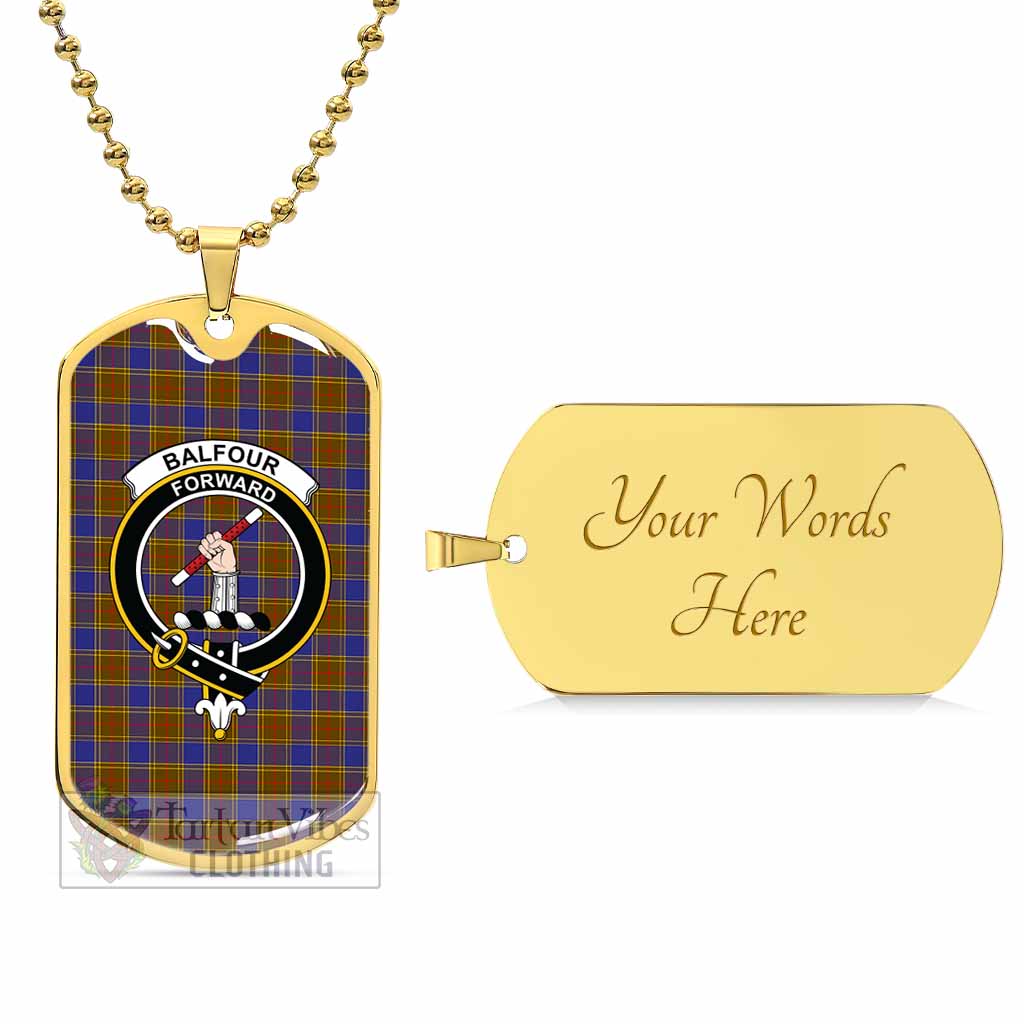 Tartan Vibes Clothing Balfour Tartan Dog Tag Necklace with Family Crest