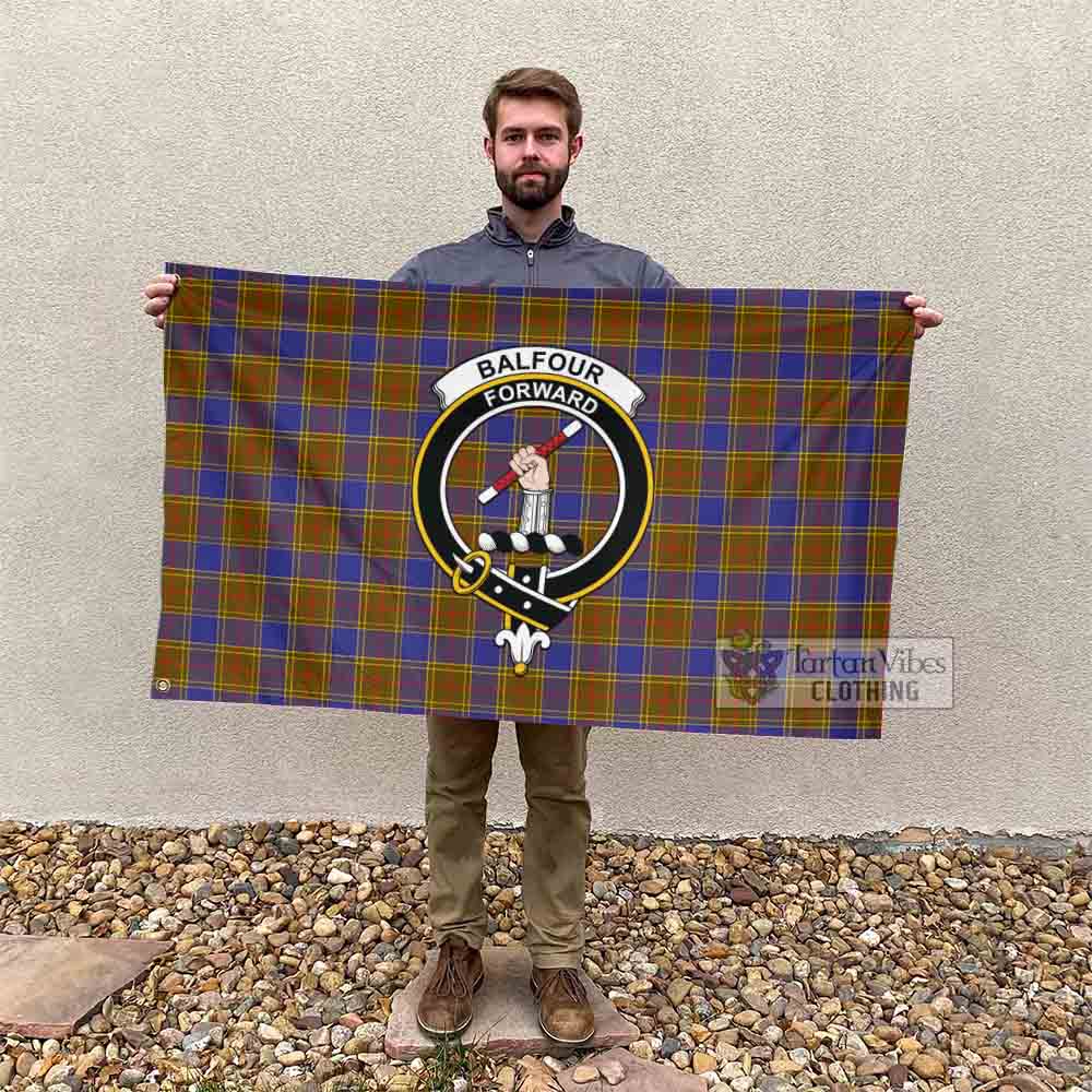 Tartan Vibes Clothing Balfour Tartan House Flag with Family Crest