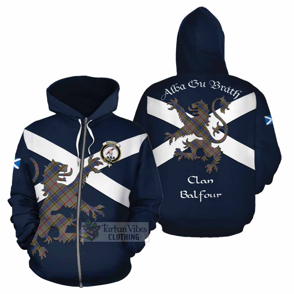 Tartan Vibes Clothing Balfour Tartan Lion Rampant Cotton Hoodie Proudly Display Your Heritage with Alba Gu Brath and Clan Name