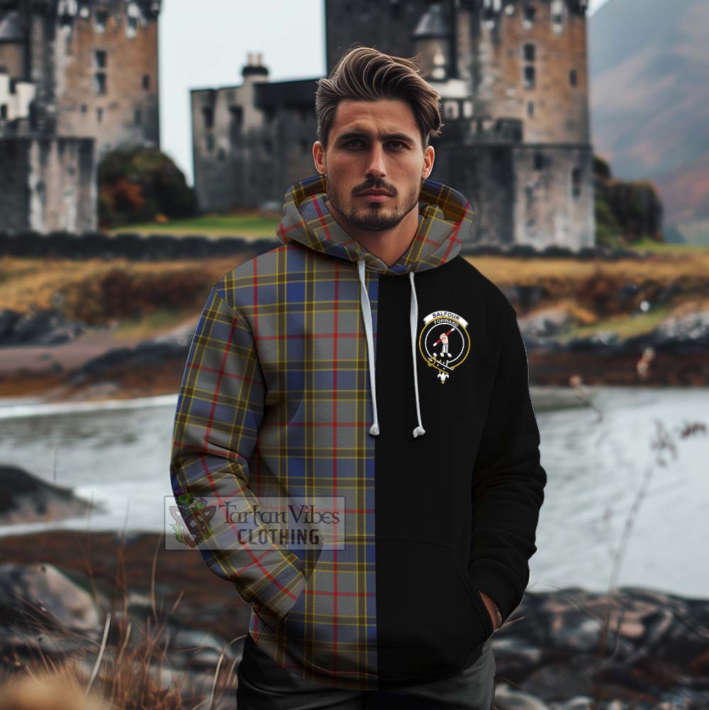 Tartan Vibes Clothing Balfour Tartan Cotton Hoodie with Family Crest and Half Of Me Style